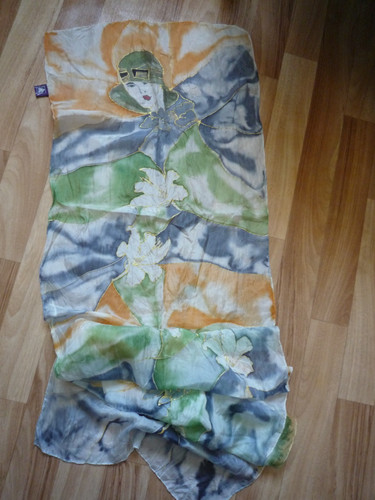 Seidenschal mit motiv blumen - seidenschal,