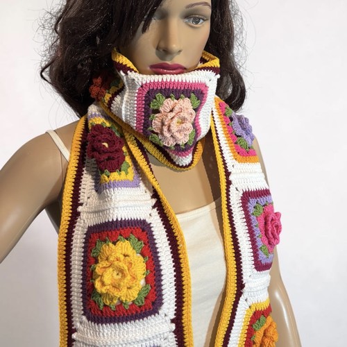 Damen gehäkelt mit rose - rose, schal